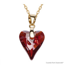 Crystal Red Magma Wild Heart Necklace Embellished With Dazzling Crystals (NE4G-001REDM)