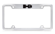 Hummer H1 Logo Top Engraved Chrome Plated Metal License Plate Frame Holder With Black Imprint