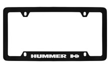 Hummer H1 Bottom Engraved Black Coated Zinc License Plate Frame Holder With Silver Imprint