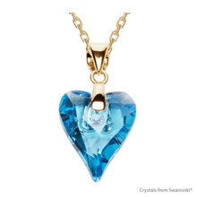 Aquamarine Wild Heart Necklace Embellished With Dazzling Crystals (NE4G-202)