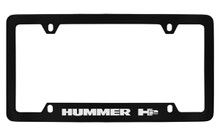 Hummer H2 Bottom Engraved Black Coated Zinc License Plate Frame Holder With Silver Imprint