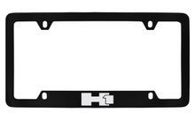 Hummer H1 Logo Only Bottom Engraved Black Coated Zinc License Plate Frame Holder With Silver Imprint