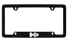 Hummer H3 Logo Only Bottom Engraved Black Coated Zinc License Plate Frame Holder With Silver Imprint