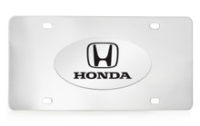 Honda Logo And Wordmark Chrome Plated Solid Brass Emblem Attached To A Stainless Steel Plate