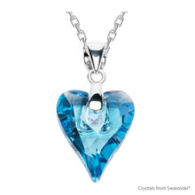 Aquamarine Wild Heart Necklace Embellished With Dazzling Crystals (NE4R-202)