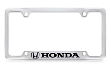 Honda Logomark Bottom Engraved Chrome Plated Solid Brass License Plate Frame Holder With Black Imprint