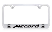 Honda Accord Logo Chrome Plated Solid Brass License Plate Frame Holder With Black Imprint