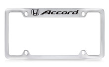 Honda Accord Logo Top Engraved Chrome Plated Solid Brass License Plate Frame Holder With Black Imprint