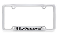 Honda Accord Logo Bottom Engraved Chrome Plated Solid Brass License Plate Frame Holder With Black Imprint