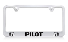 Honda Pilot Logo Chrome License Plate Frame Holder With Black Imprint