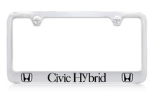 Honda Civic Hybrid Logo Chrome License Plate Frame Holder With Black Imprint