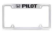 Honda Pilot Logo Chrome Plated Solid Brass Top Engraved License Plate Frame Holder With Black Imprint
