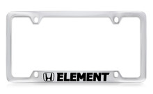 Honda Element Logo Chrome Plated Solid Brass Bottom Engraved License Plate Frame Holder With Black Imprint