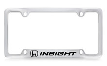Honda Insight Logo Chrome Plated Solid Brass Bottom Engraved License Plate Frame Holder With Black Imprint