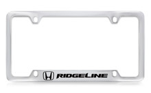 Honda Ridgeline Logo Chrome Plated Solid Brass Bottom Engraved License Plate Frame Holder With Black Imprint