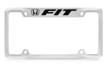 Honda Fit Logo Chrome Plated Metal Top Engraved License Plate Frame Holder With Black Imprint
