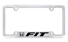 Honda Fit Logo Chrome Plated Solid Brass Bottom Engraved License Plate Frame Holder With Black Imprint