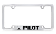 Honda Pilot Logo Chrome Plated Zinc Bottom Engraved License Plate Frame Holder With Black Imprint