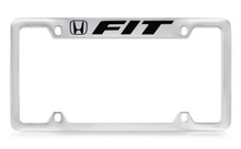 Honda Fit Logo Chrome Plated Zinc Top Engraved License Plate Frame Holder With Black Imprint
