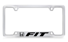 Honda Fit Logo Chrome Plated Zinc Bottom Engraved License Plate Frame Holder With Black Imprint