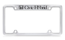 Honda Civic Hybrid Logo Chrome Plated Zinc Top Engraved License Plate Frame Holder With Black Imprint