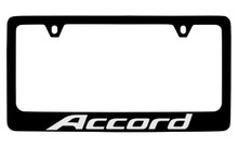 Honda Accord Black Coated Zinc License Plate Frame Holder With Silver Imprint