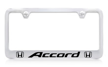 Honda Accord With Dual Logos Chrome Plated Zinc License Plate Frame Holder With Black Imprint