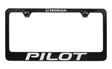 Honda Pilot Black Powder Coated Zinc Metal License Plate Frame Holder Bottom Engraved 4 Hole