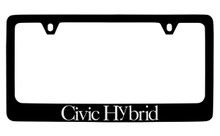 Honda Civic Hybrid Black Coated Zinc License Plate Frame Holder With Silver Imprint