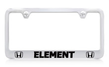 Honda Element Dual Logos Chrome Plated Zinc License Plate Frame Holder With Black Imprint