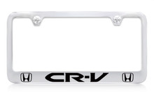 Honda CR-V With Dual Logos Chrome Plated Zinc License Plate Frame Holder With Black Imprint