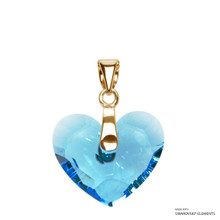 Aquamarine Truly In Love Heart Pendant Embellished With Dazzling Crystals (PE2G-202)