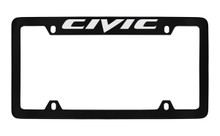 Honda Civic Top Engraved Black Coated Zinc License Plate Frame Holder With Silver Imprint