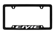 Honda Civic Bottom Engraved Black Coated Zinc License Plate Frame Holder With Silver Imprint