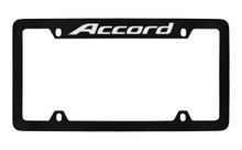 Honda Accord Top Engraved Black Coated Zinc License Plate Frame Holder With Silver Imprint