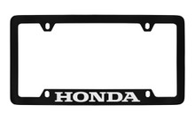 Honda Wordmark Bottom Engraved Black Coated Zinc License Plate Frame