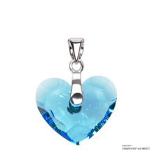 Aquamarine Truly In Love Heart Pendant Embellished With Dazzling Crystals (PE2R-202)