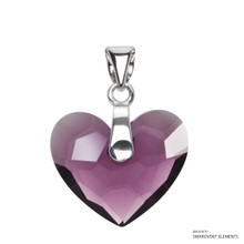 Amethyst Truly In Love Heart Pendant Embellished With Dazzling Crystals (PE2R-204)