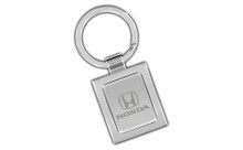 Honda Stubby Satin Silver Square Shape Keychain In A Black Gift Box