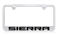 GMC Sierra Chrome Plated Solid Brass License Plate Frame Holder With Black Imprint