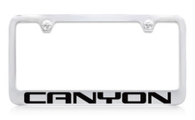 GMC Canyon Chrome Plated Solid Brass License Plate Frame Holder With Black Imprint