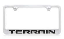 GMC Terrain Chrome Plated Solid Brass License Plate Frame Holder With Black Imprint