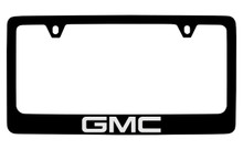 GMC Logo Black Coated Zinc License Plate Frame Holder With Black Imprint