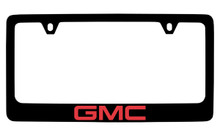 GMC Red Logo Black Coated Zinc License Plate Frame Holder