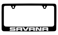 GMC Savana Black Coated Zinc License Plate Frame Holder With Silver Imprint