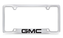 GMC Logo Chrome Plated Solid Brass Bottom Engraved License Plate Frame Holder With Black Imprint