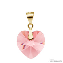 Rose Peach Xilion Heart Pendant Embellished With Dazzling Crystals (PE3G-262)