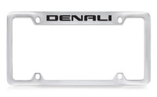 GMC Denali Chrome Plated Solid Brass Top Engraved License Plate Frame Holder With Black Imprint