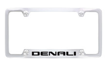 GMC Denali Chrome Plated Solid Brass Bottom Engraved License Plate Frame Holder With Black Imprint