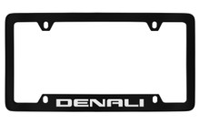 GMC Denali Black Coated Zinc Bottom Engraved License Plate Frame Holder With Silver Imprint